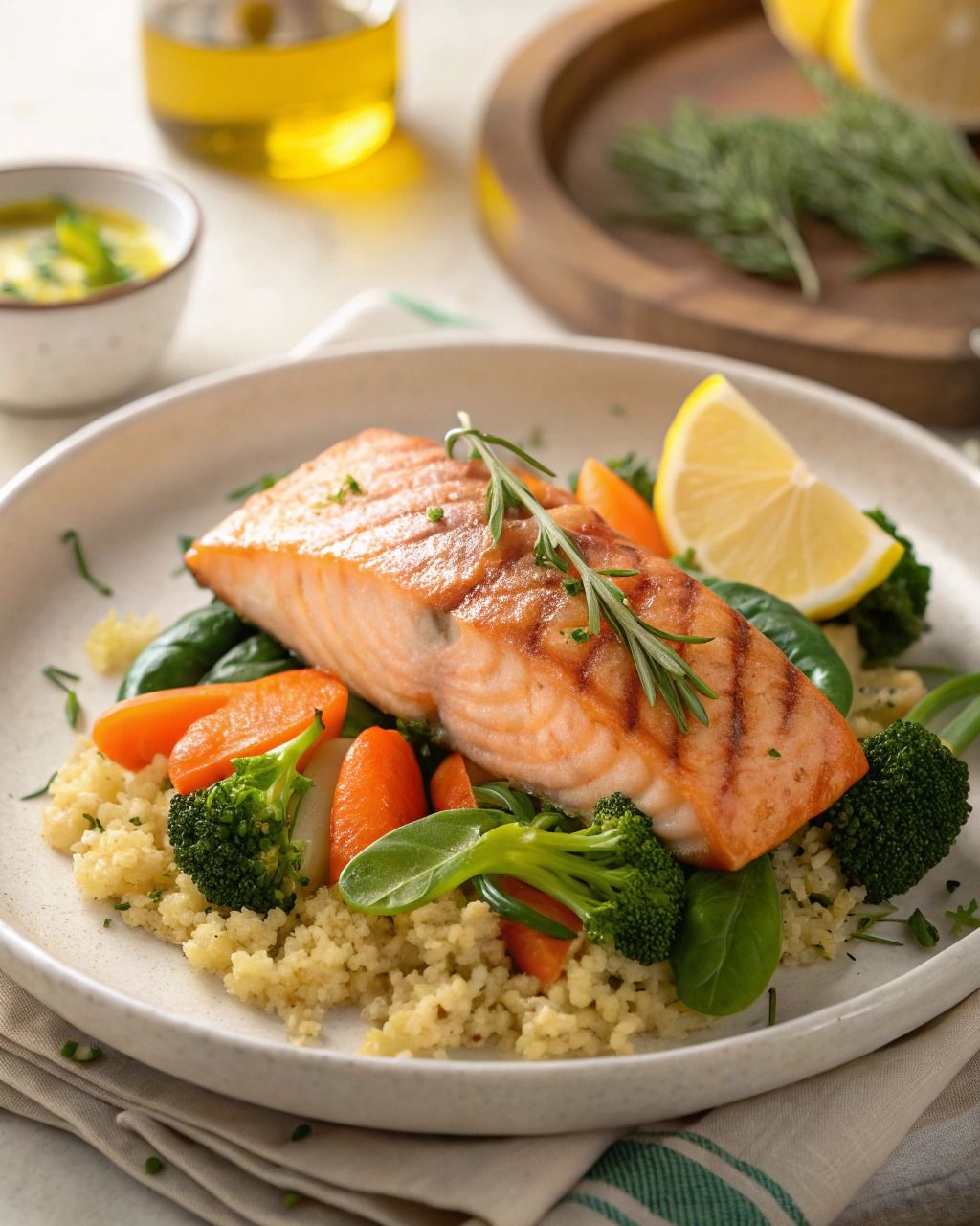 Salmão com vegetais
