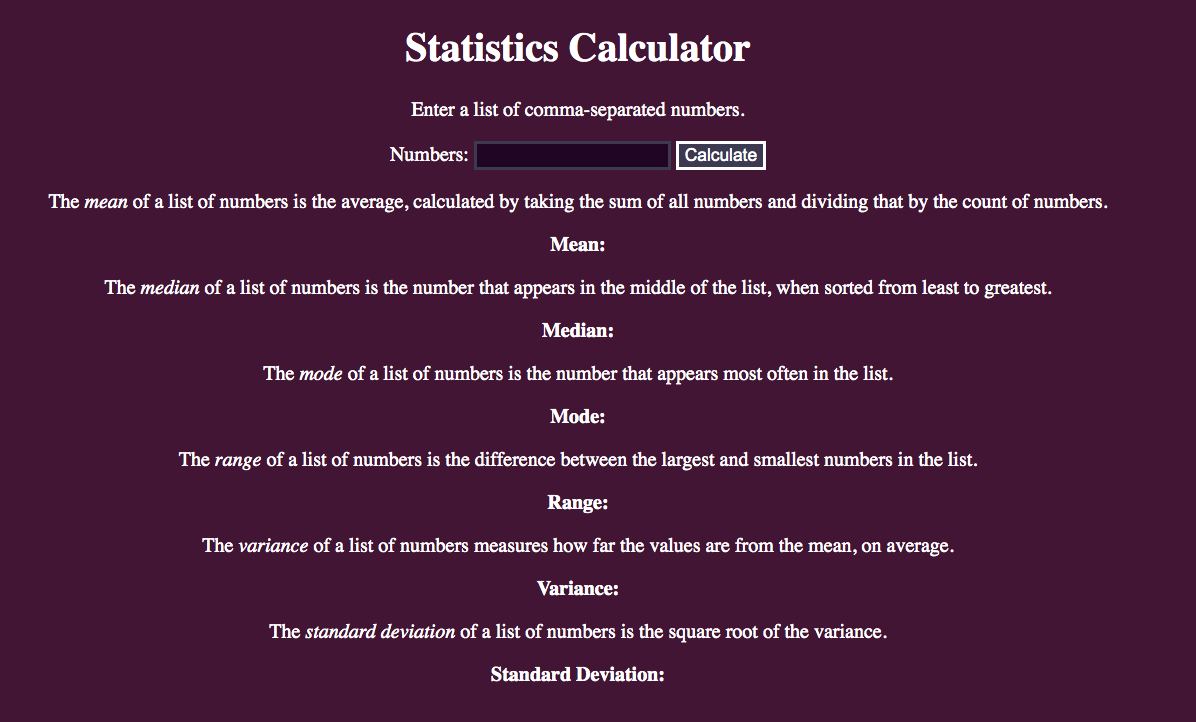 Calculadora de Estatística